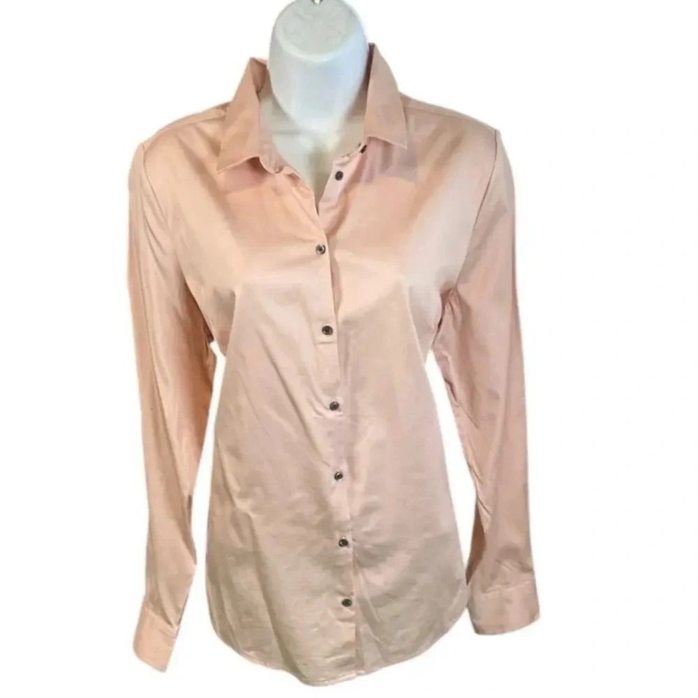 Metaphor Long Sleeve Blouse Button Up Front Size Large Used 97% Cotton